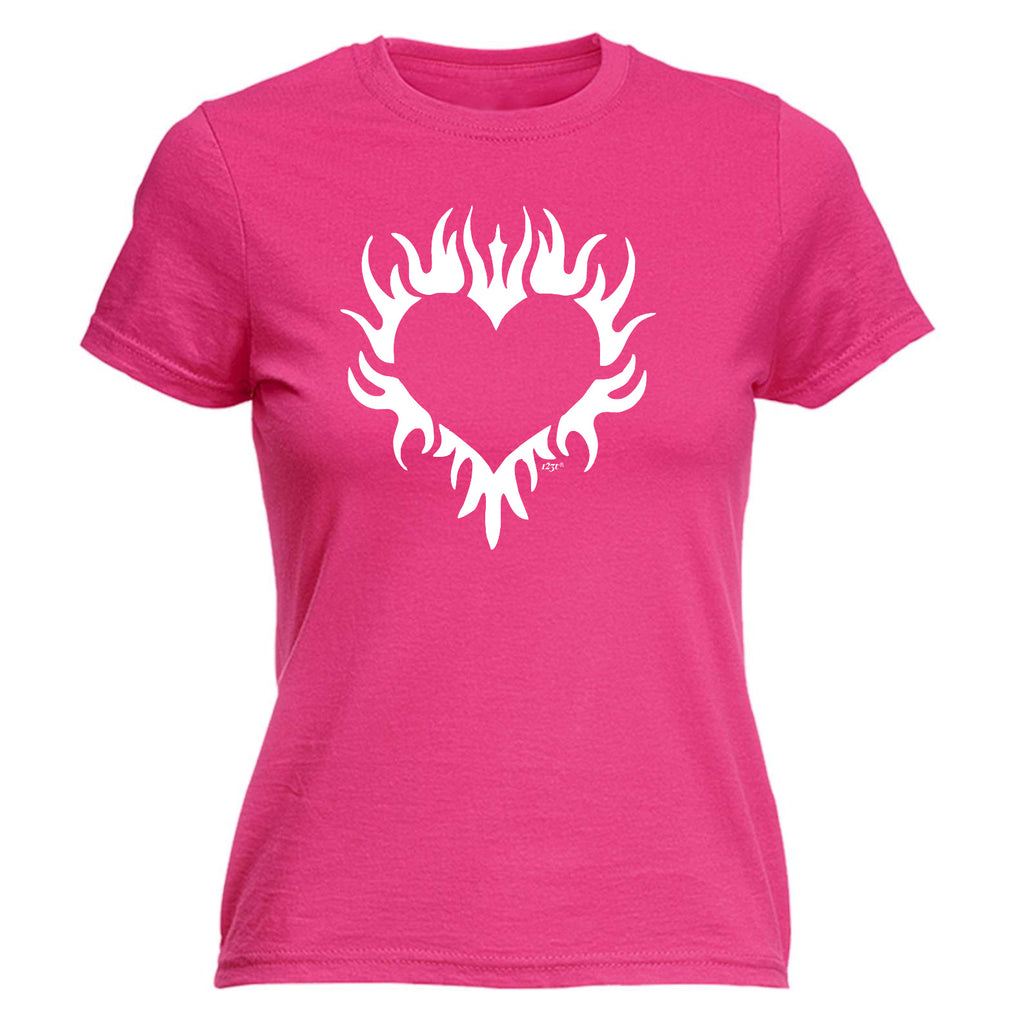 Flaming Heart - Funny Womens T-Shirt Tshirt