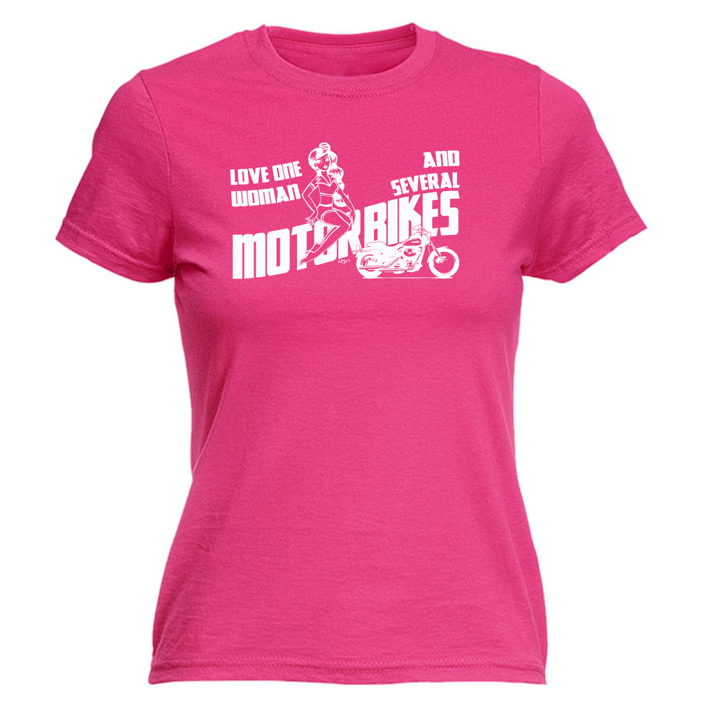 Love One Woman And Several Motorbikes White - Funny Womens T-Shirt Tshirt