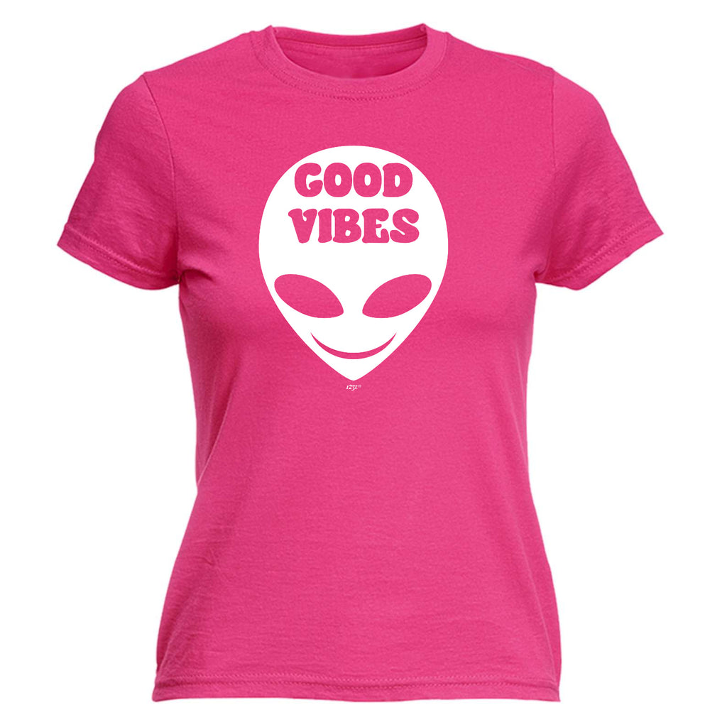 Festival Good Vibes Alien White - Funny Womens T-Shirt Tshirt