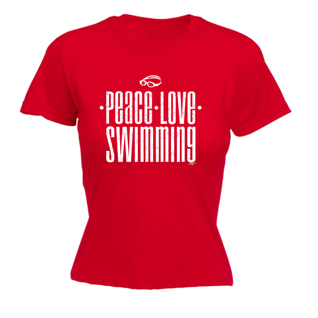 Peace Love Swimming - Funny Womens T-Shirt Tshirt