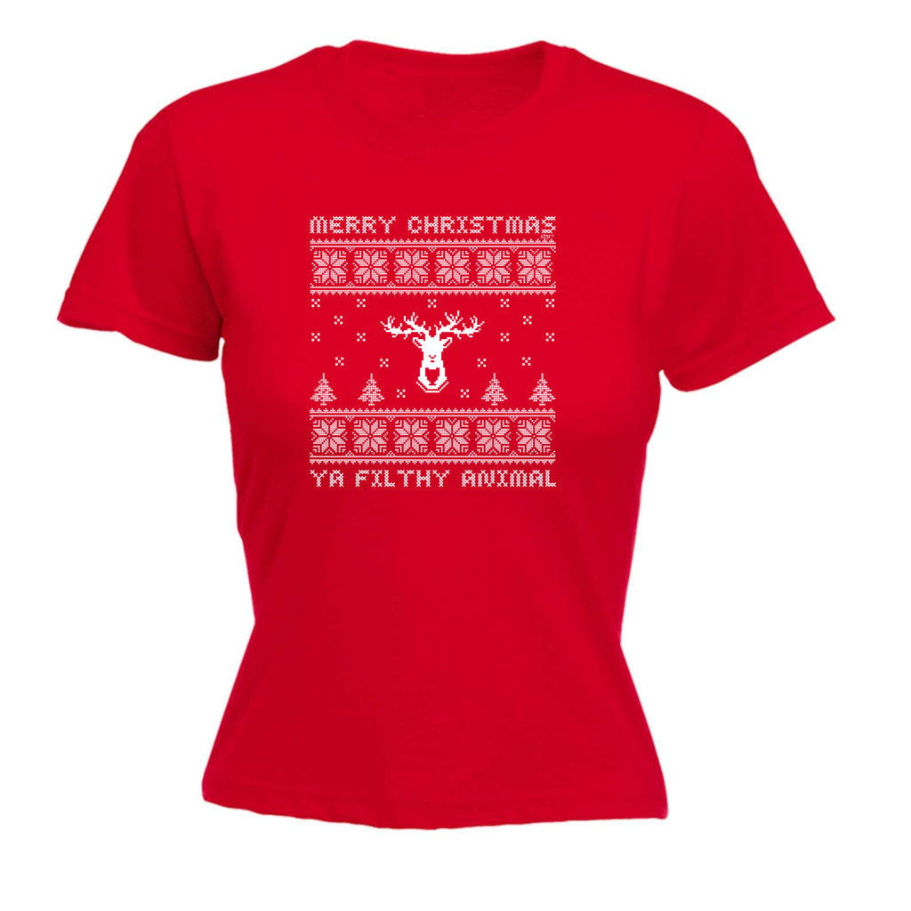 Merry Christmas Ya Filty Animal Jumper - Funny Womens T-Shirt Tshirt
