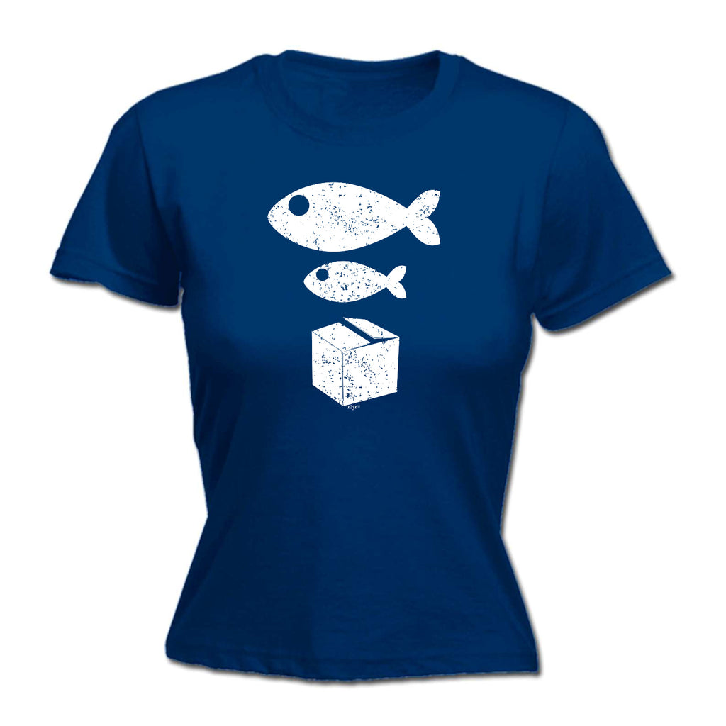 Rave Big Fish Little Fish Cardboard Box - Funny Womens T-Shirt Tshirt