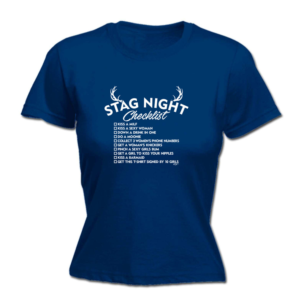 Stag Night Checklist Tshirt - Funny Womens T-Shirt Tshirt