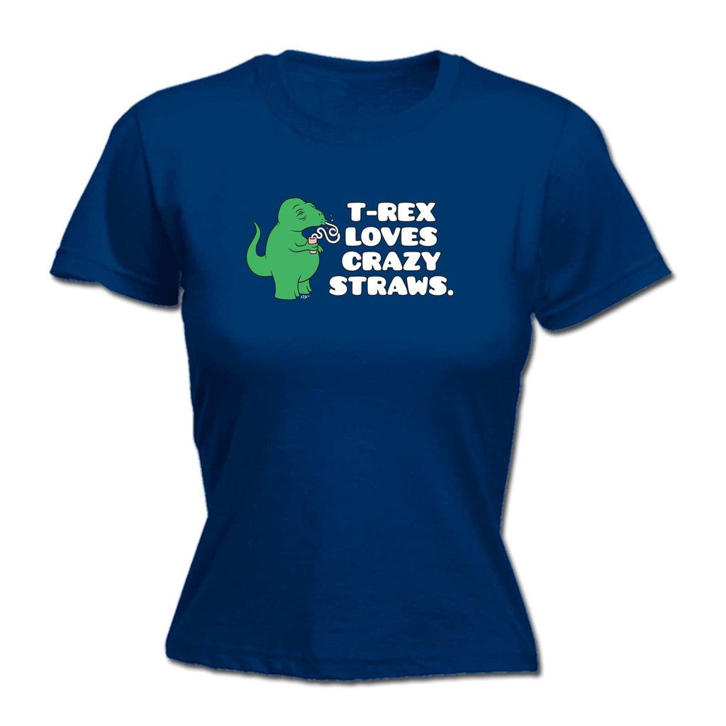 Trex Loves Crazy Straws Dinosaur - Funny Womens T-Shirt Tshirt