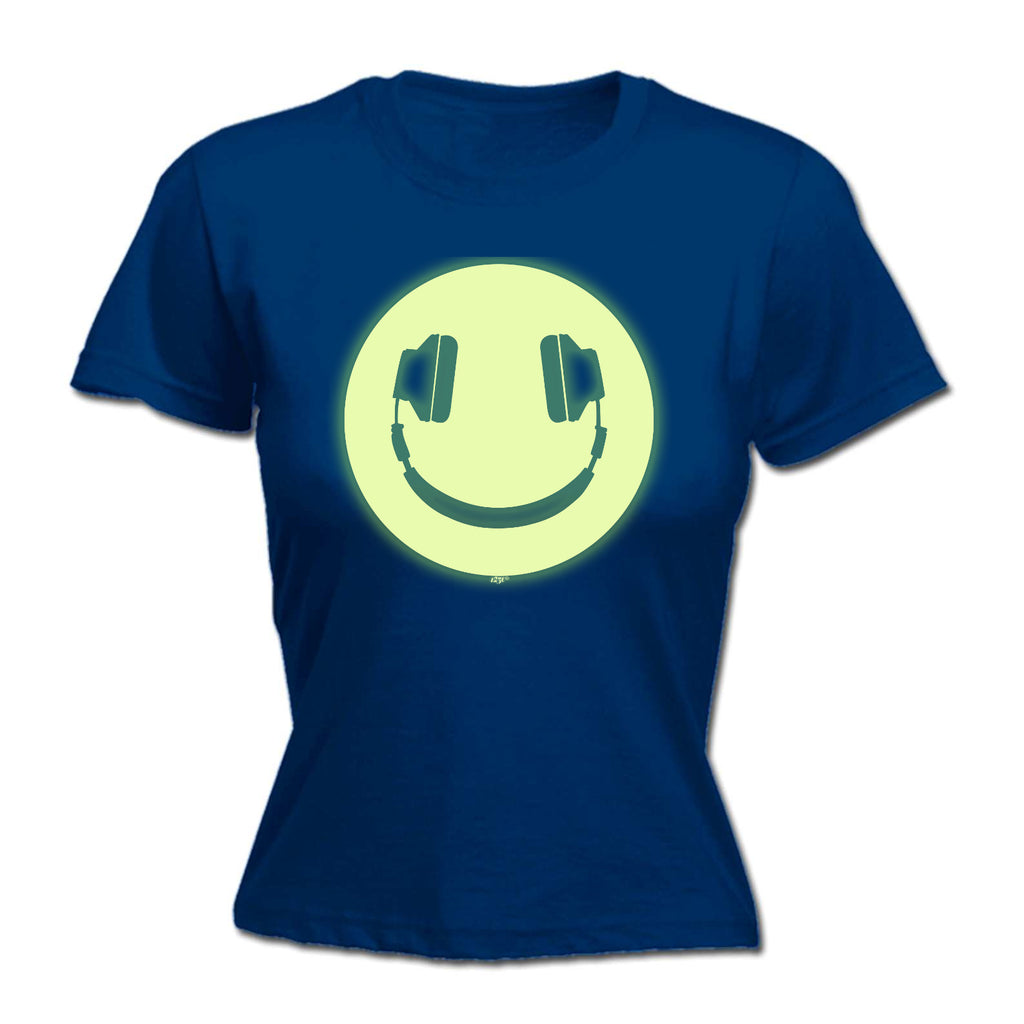 Headphone Smile Glow In The Dark - Funny Womens T-Shirt Tshirt