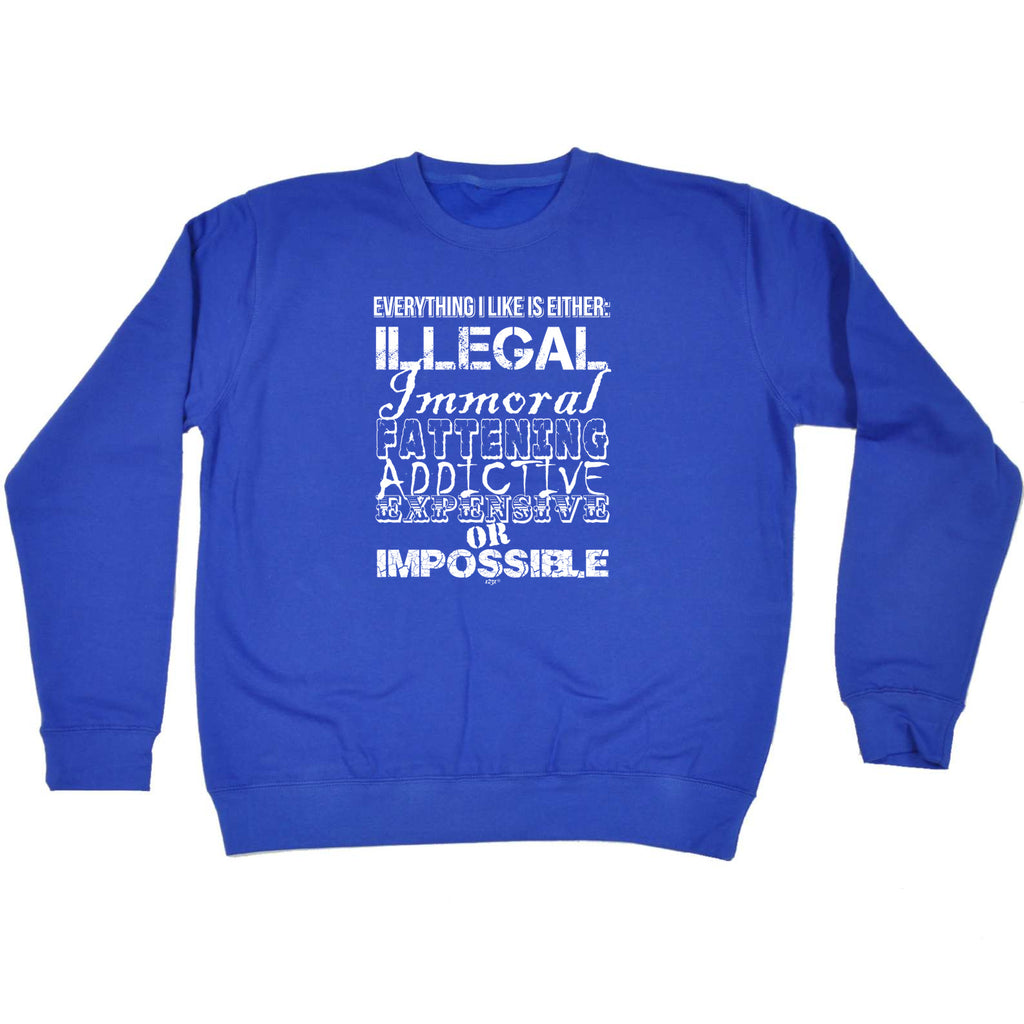 Everything Like Is Either Immoral Or Impossible - Funny Sweatshirt