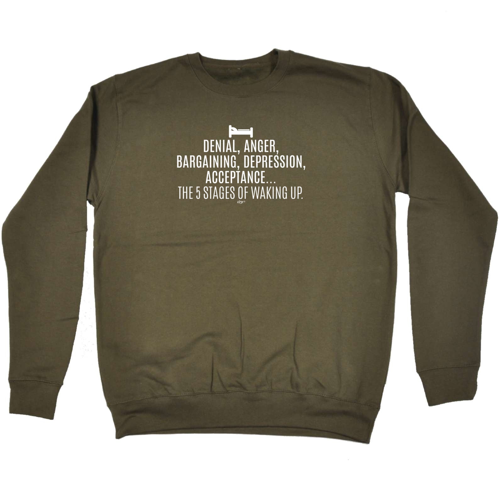 The 5 Stages Of Waking Up - Funny Sweatshirt