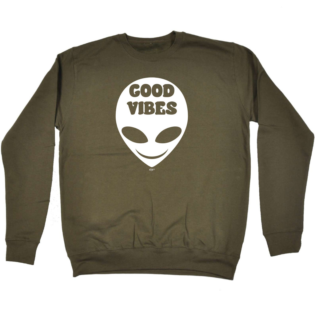 Festival Good Vibes Alien White - Funny Sweatshirt
