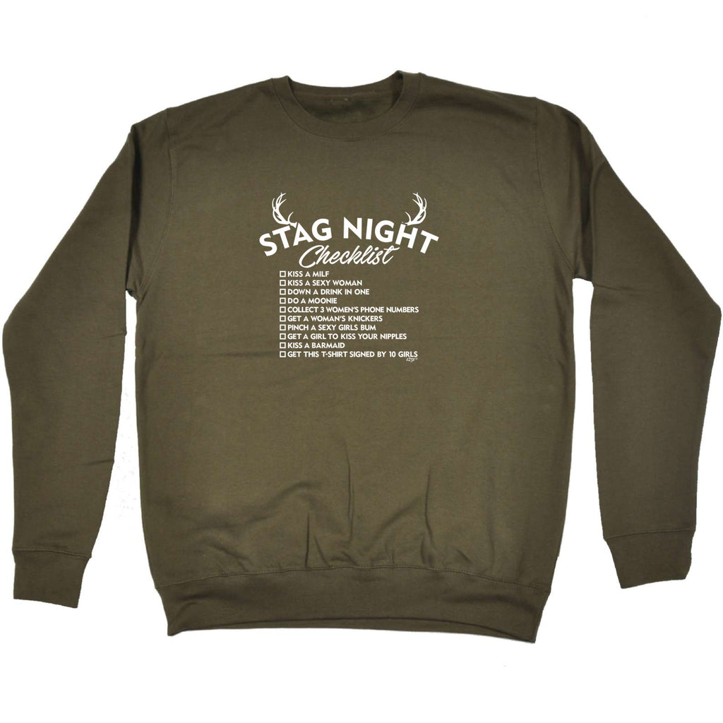 Stag Night Checklist Tshirt - Funny Sweatshirt
