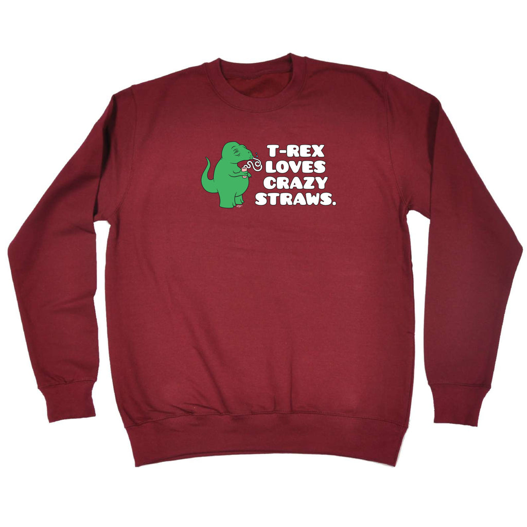 Trex Loves Crazy Straws Dinosaur - Funny Sweatshirt