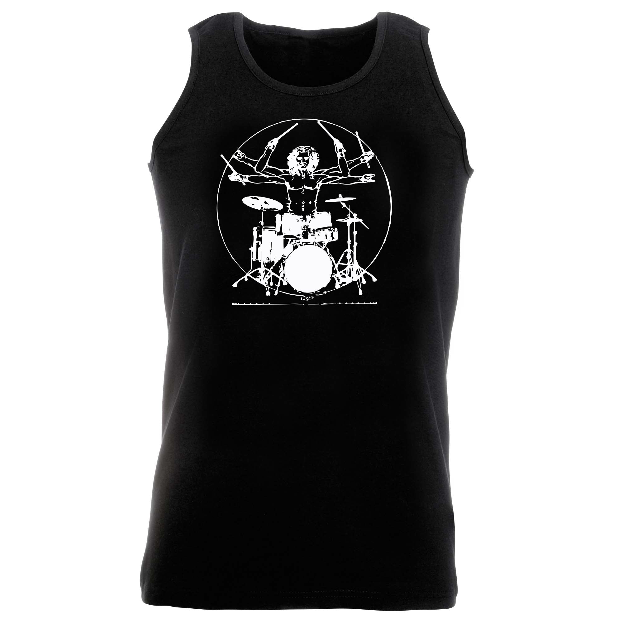 Leonardo Drummer Music White - Funny Vest Singlet Unisex Tank Top
