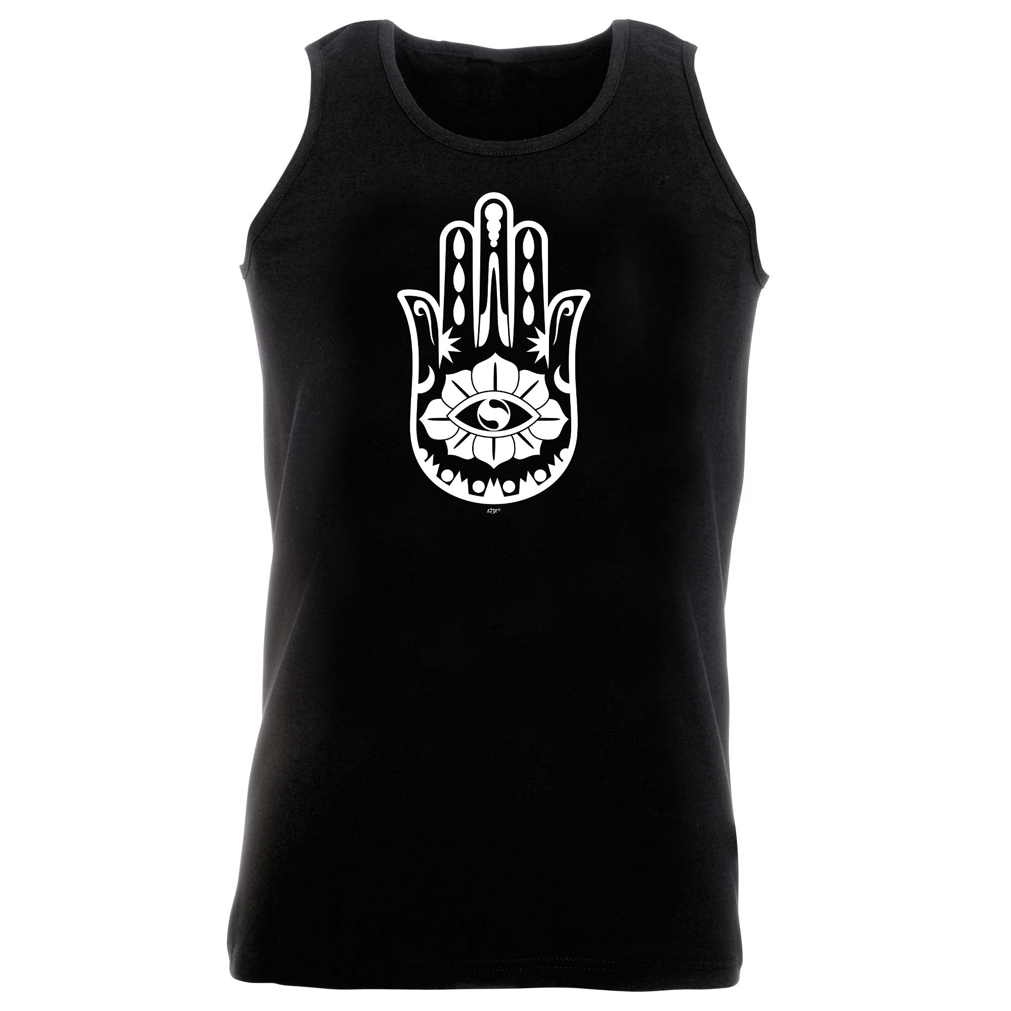 Festival Palm Hand Flower Eye White - Funny Vest Singlet Unisex Tank Top