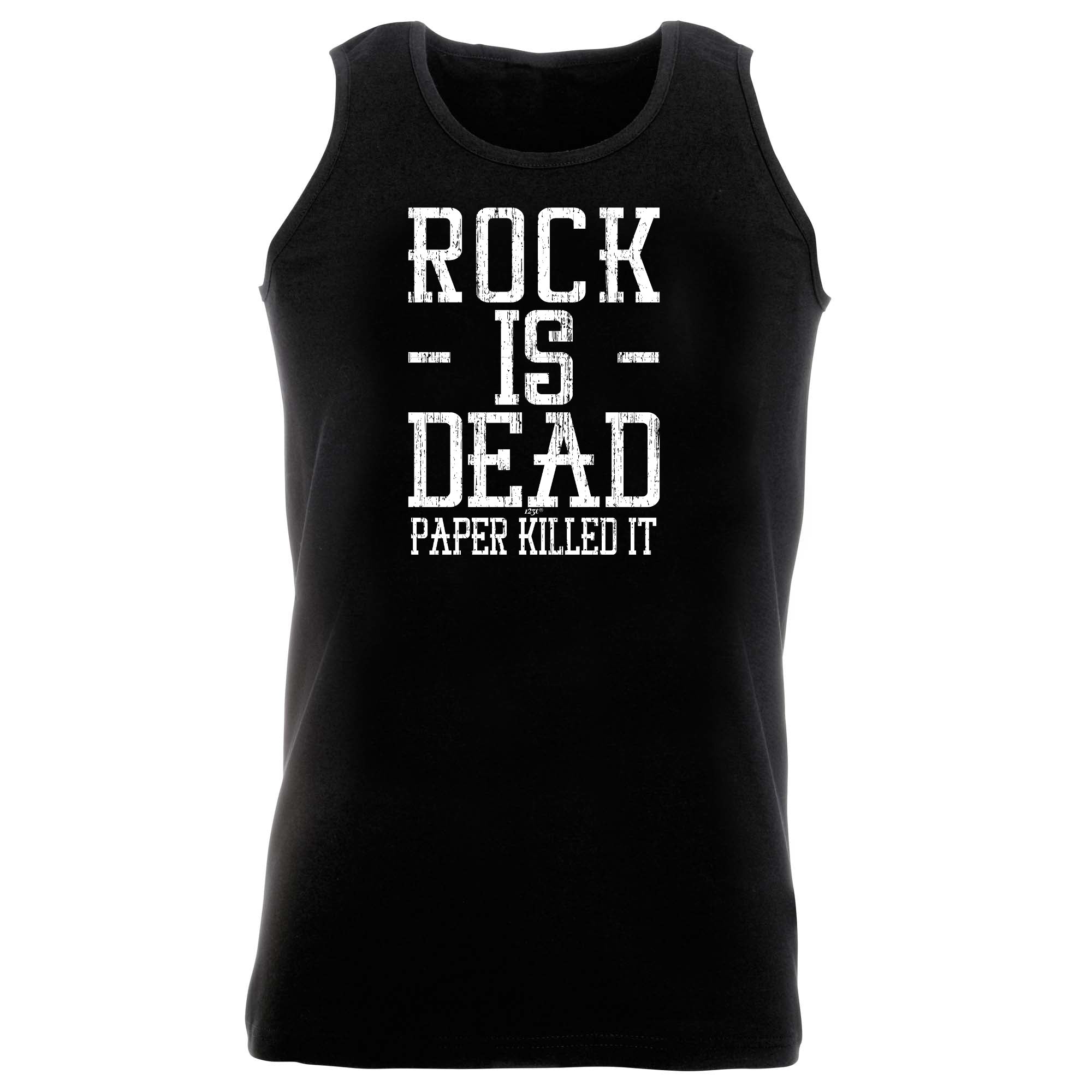 Rock Is Dead Paper Killed It - Funny Vest Singlet Unisex Tank Top