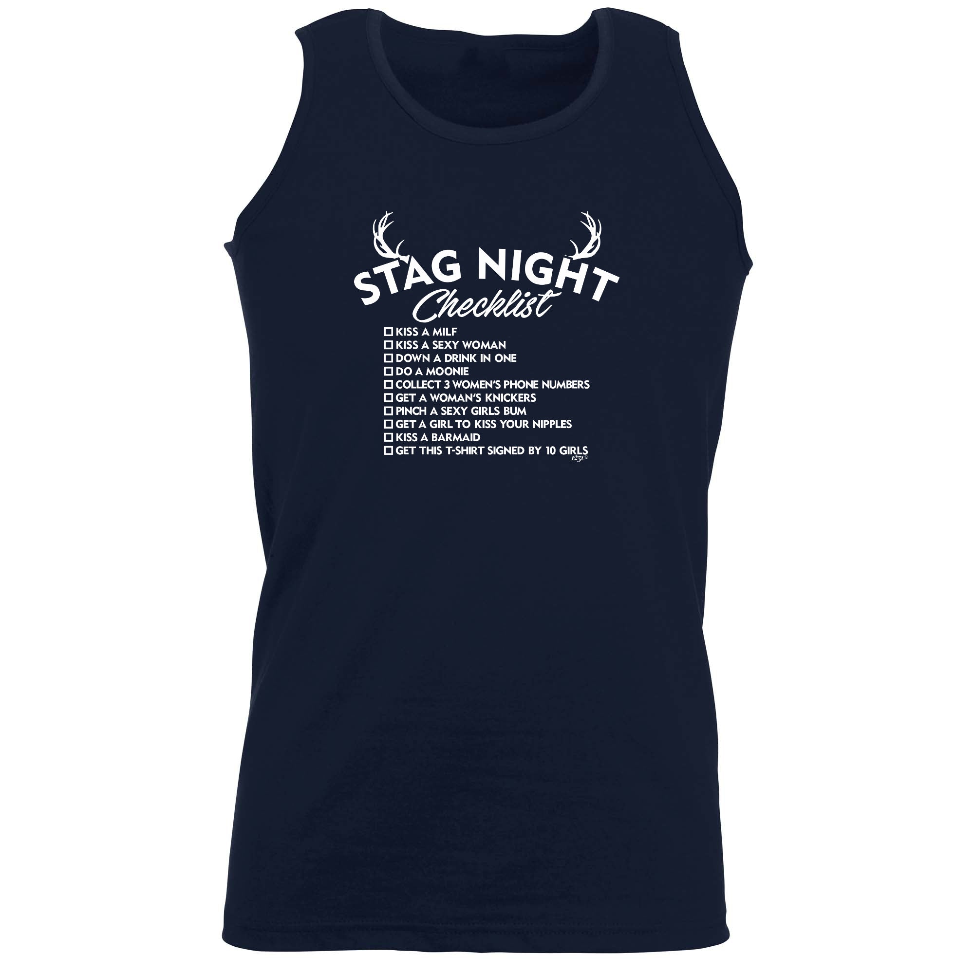 Stag Night Checklist Tshirt - Funny Vest Singlet Unisex Tank Top