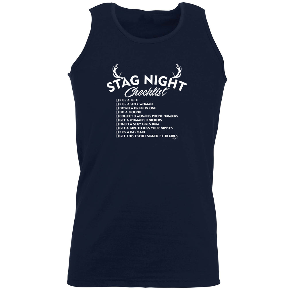 Stag Night Checklist Tshirt - Funny Vest Singlet Unisex Tank Top