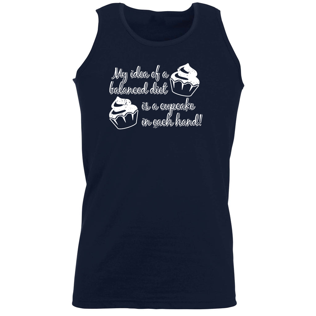 Balanced Diet Is A Cupcake Each Hand - Funny Vest Singlet Unisex Tank Top