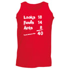 Looks Acts Feels 40 - Funny Vest Singlet Unisex Tank Top