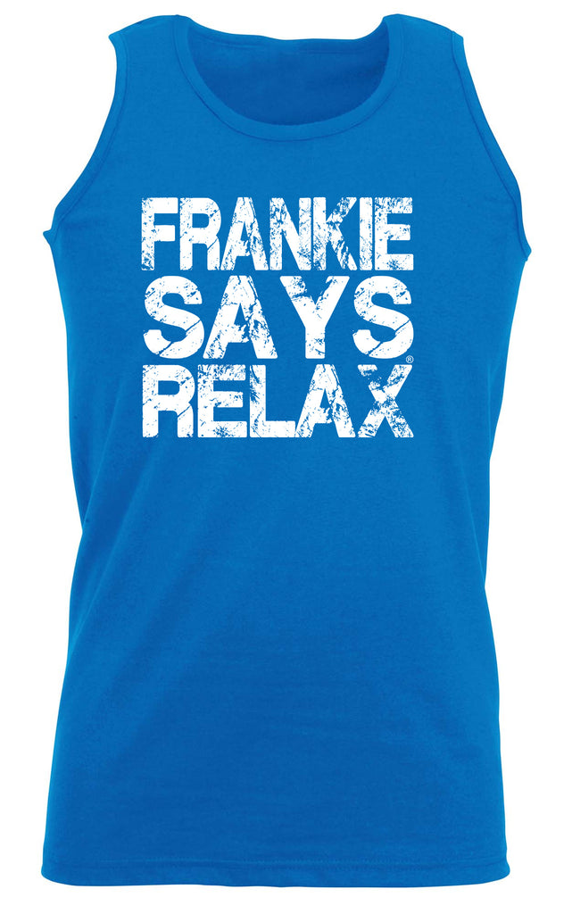 Frankie Says Relax Distress White - Funny Vest Singlet Unisex Tank Top