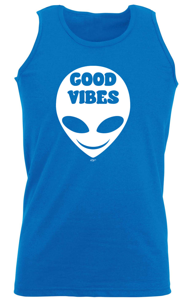 Festival Good Vibes Alien White - Funny Vest Singlet Unisex Tank Top