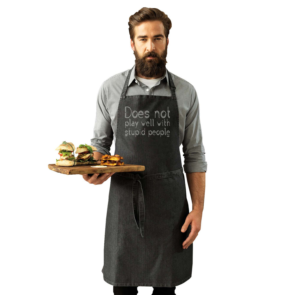 Does Not Play Well With - Funny Kitchen Apron