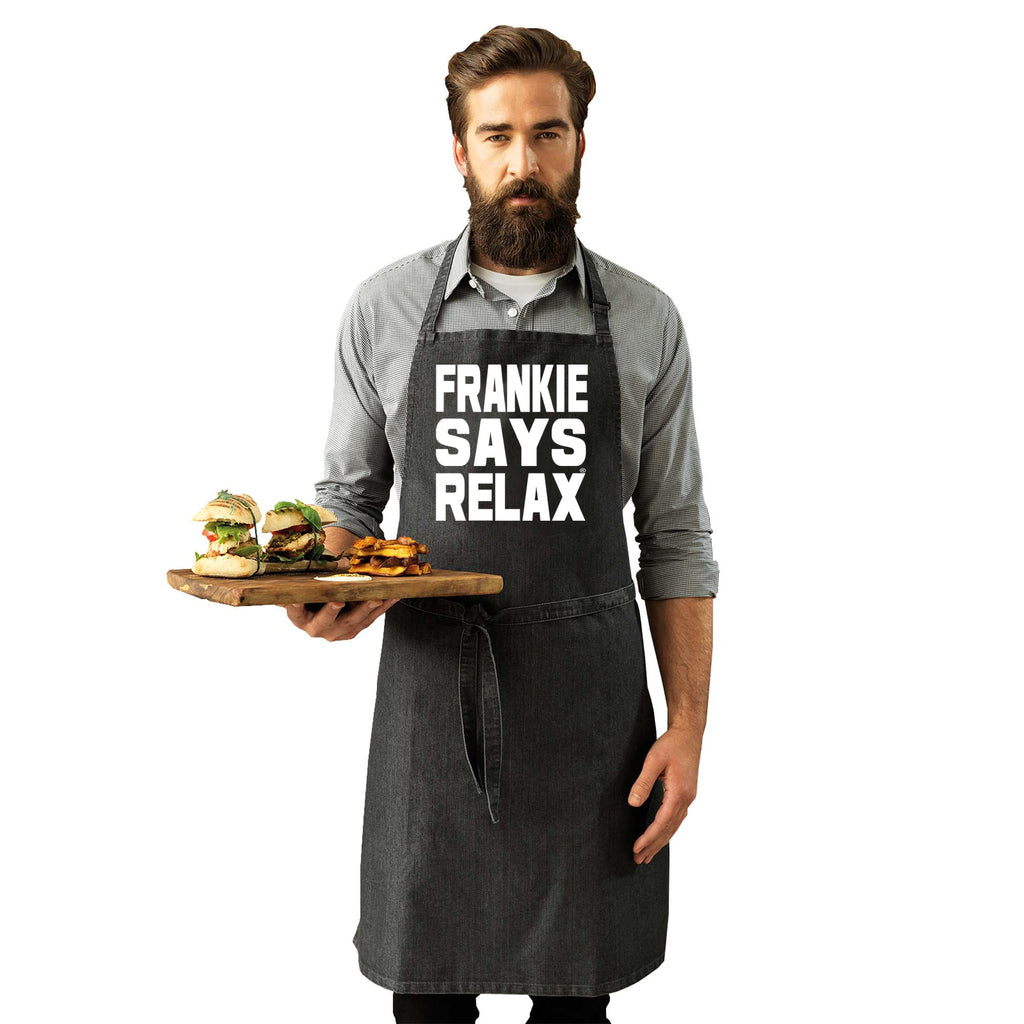 Frankie Says Relax Solid White - Funny Kitchen Apron