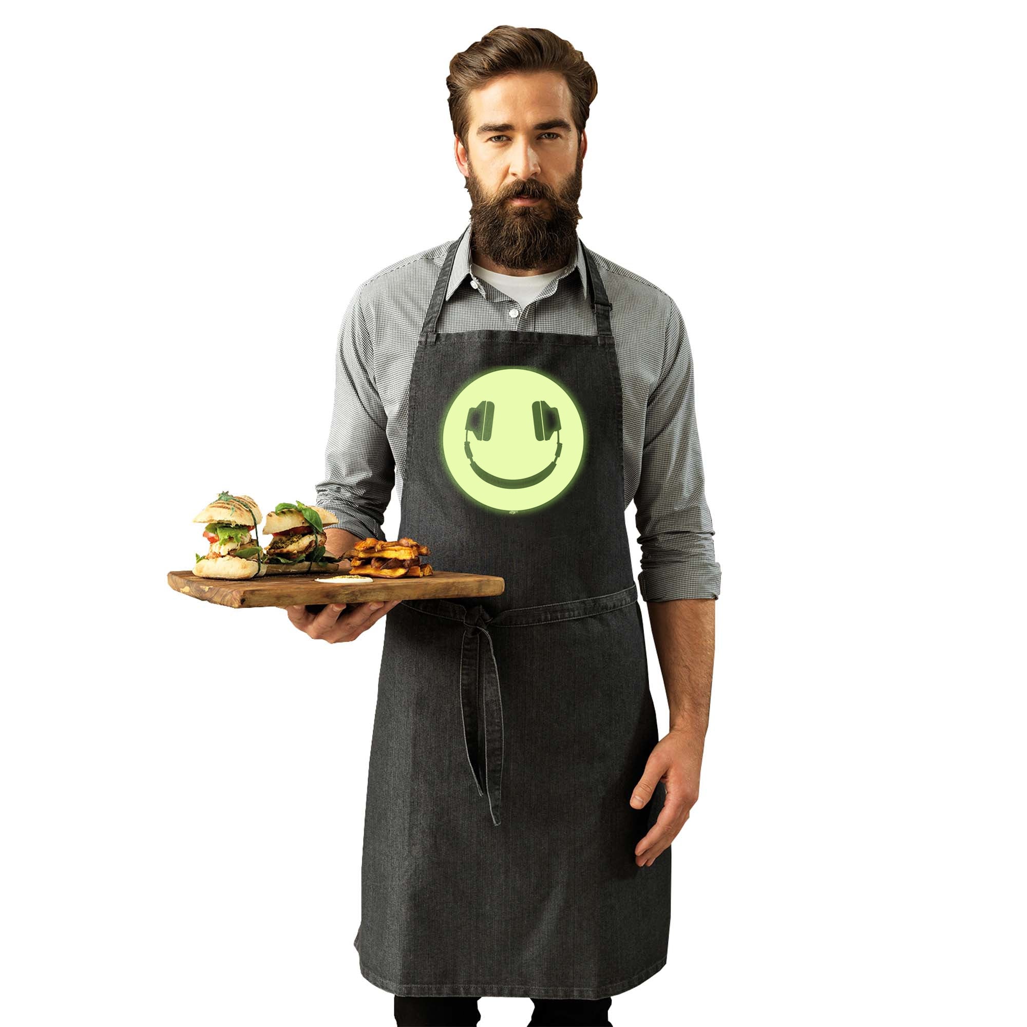 Headphone Smile Glow In The Dark - Funny Kitchen Apron