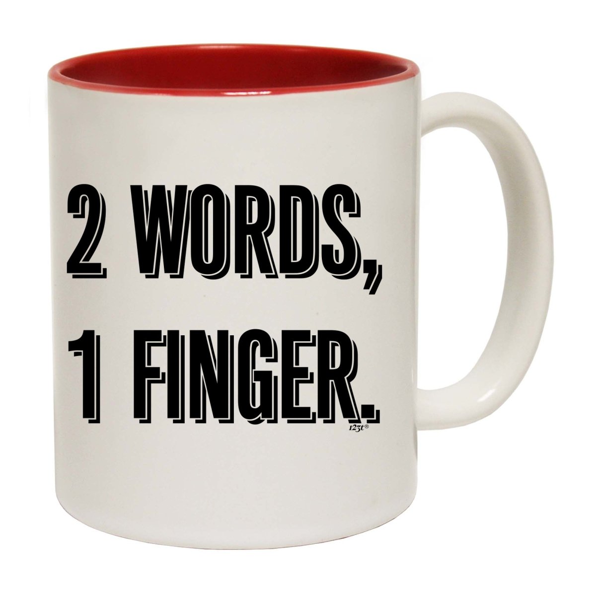 2 Words 1 Finger Mug Cup - 123t Australia | Funny T-Shirts Mugs Novelty Gifts