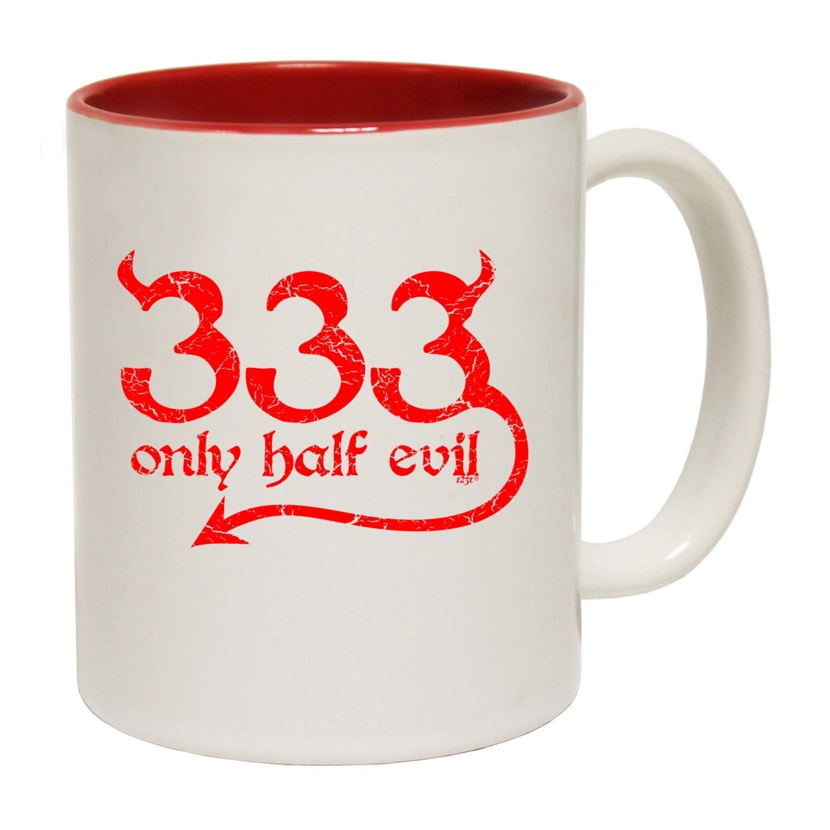 333 Only Half Evil Mug Cup - 123t Australia | Funny T-Shirts Mugs Novelty Gifts