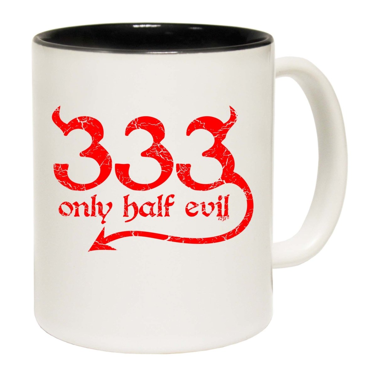 333 Only Half Evil Mug Cup - 123t Australia | Funny T-Shirts Mugs Novelty Gifts