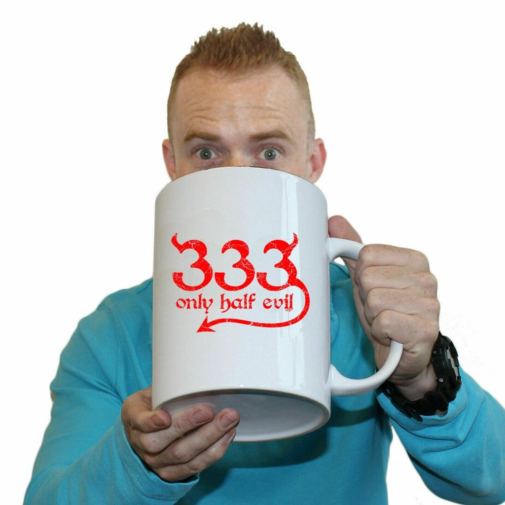 333 Only Half Evil Mug Cup - 123t Australia | Funny T-Shirts Mugs Novelty Gifts