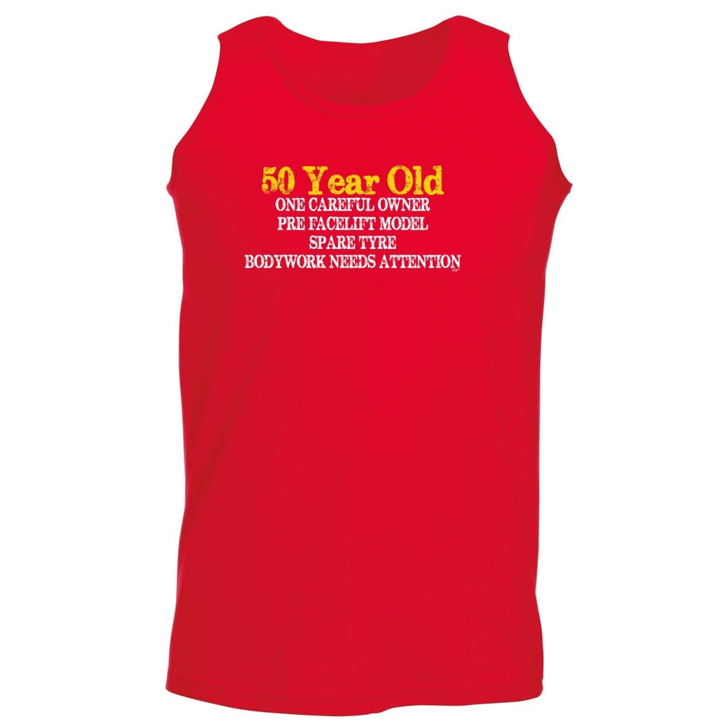 50 Year Old One Careful Owner Birthday Age - Funny Novelty Vest Singlet Unisex Tank Top - 123t Australia | Funny T-Shirts Mugs Novelty Gifts