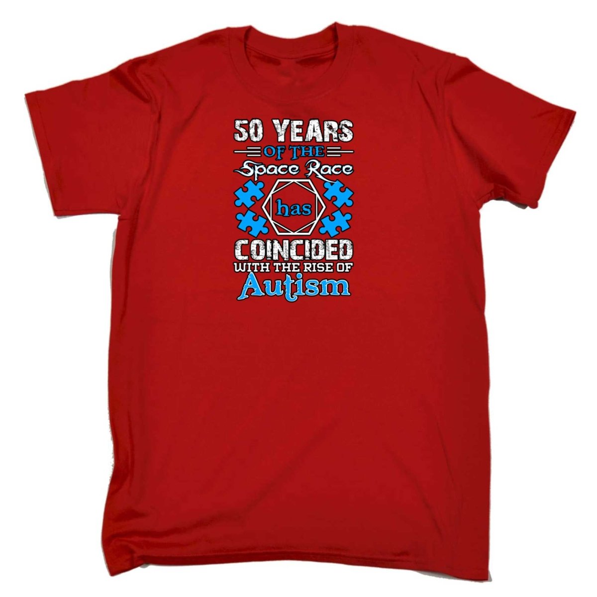 50 Years Of The Space Race Rise Of Autism - Mens Funny T-Shirt Tshirts - 123t Australia | Funny T-Shirts Mugs Novelty Gifts