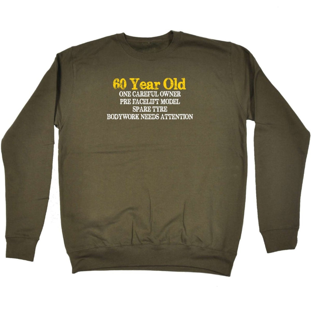 60 Year Old One Careful Owner - Birthday Funny Novelty Sweatshirt - 123t Australia | Funny T-Shirts Mugs Novelty Gifts