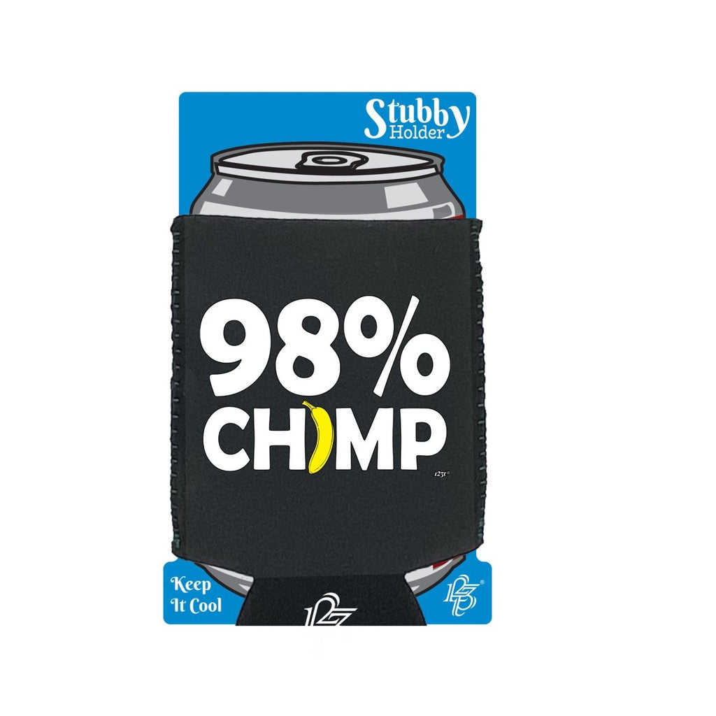 98 Percent Chimp - Funny Novelty Stubby Holder With Base - 123t Australia | Funny T-Shirts Mugs Novelty Gifts