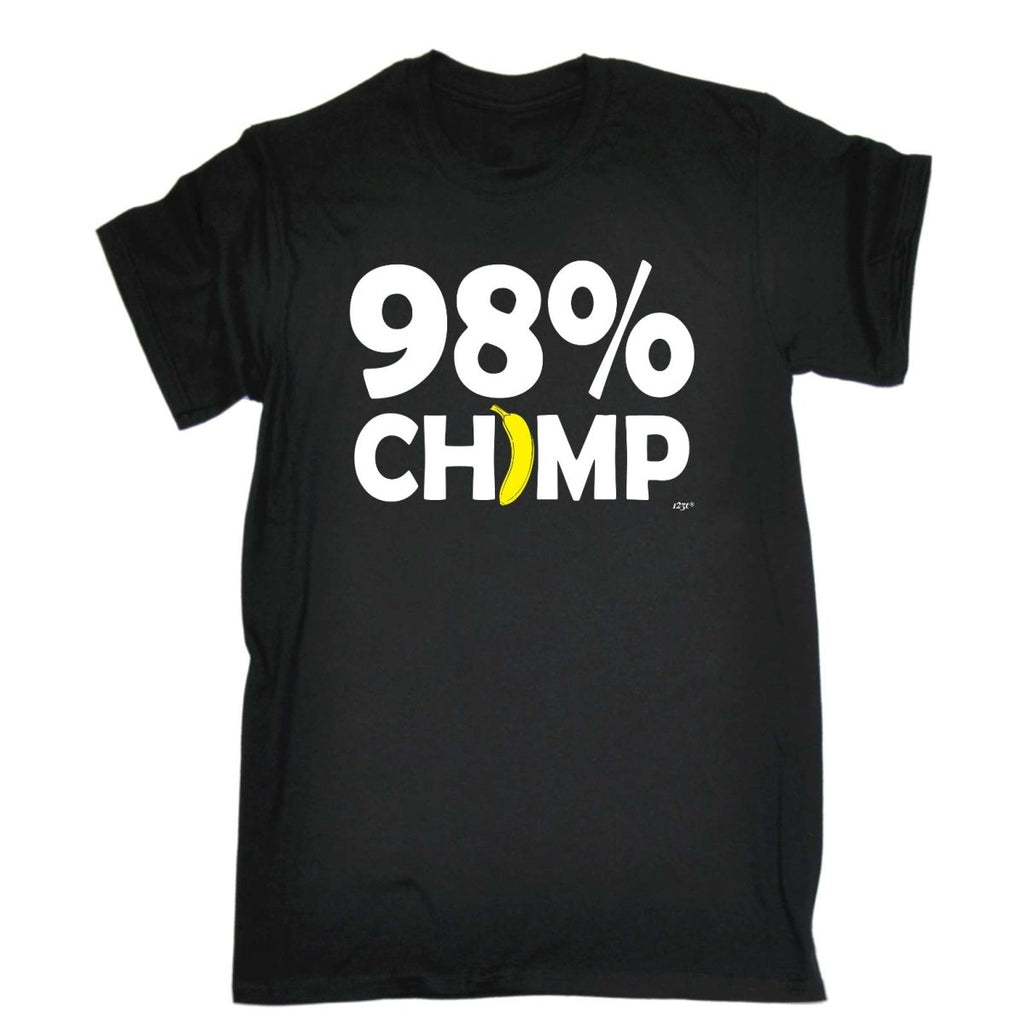 98 Percent Chimp - Mens Funny Novelty T-Shirt Tshirts BLACK T Shirt - 123t Australia | Funny T-Shirts Mugs Novelty Gifts
