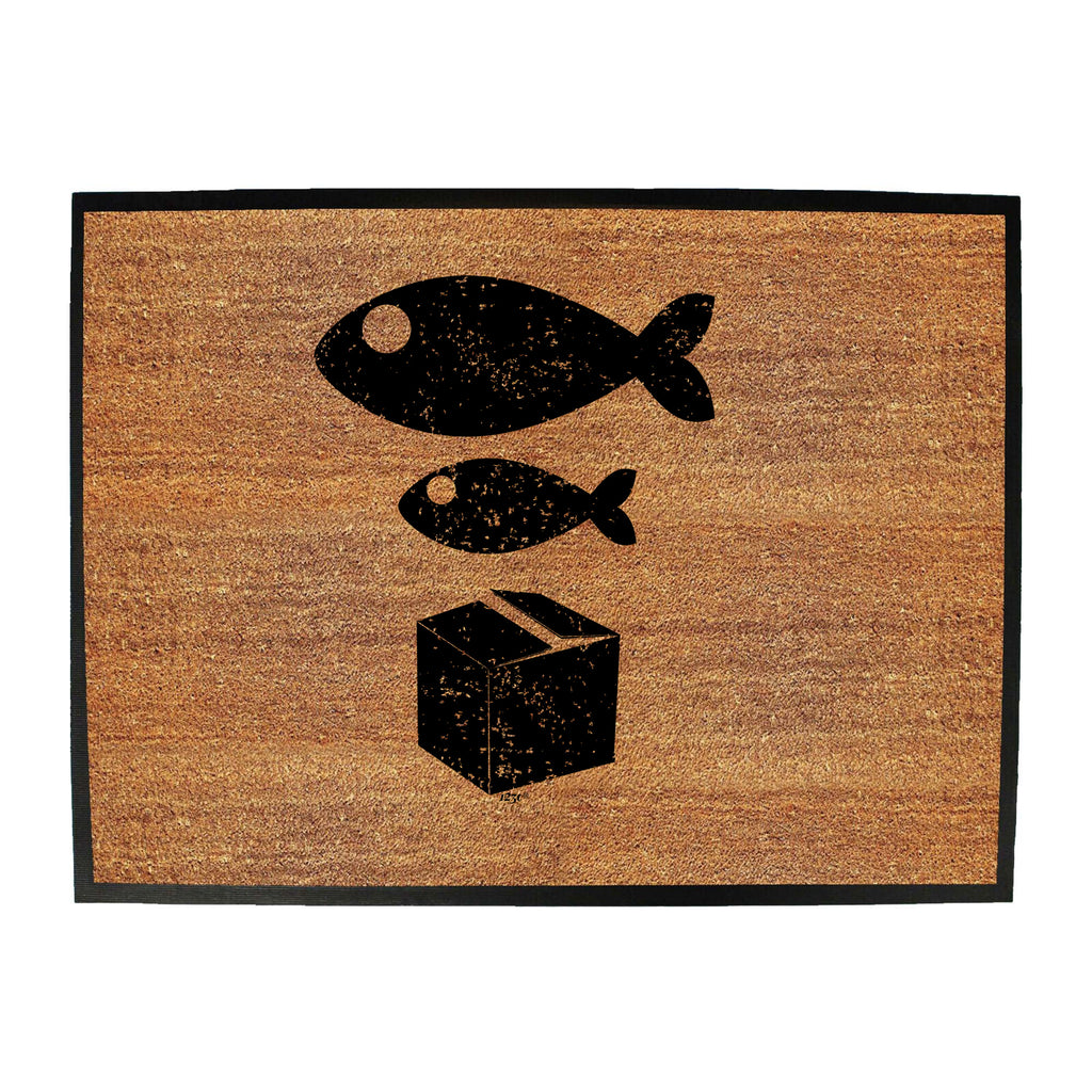 Rave Big Fish Little Fish Cardboard Box - Funny Novelty Doormat