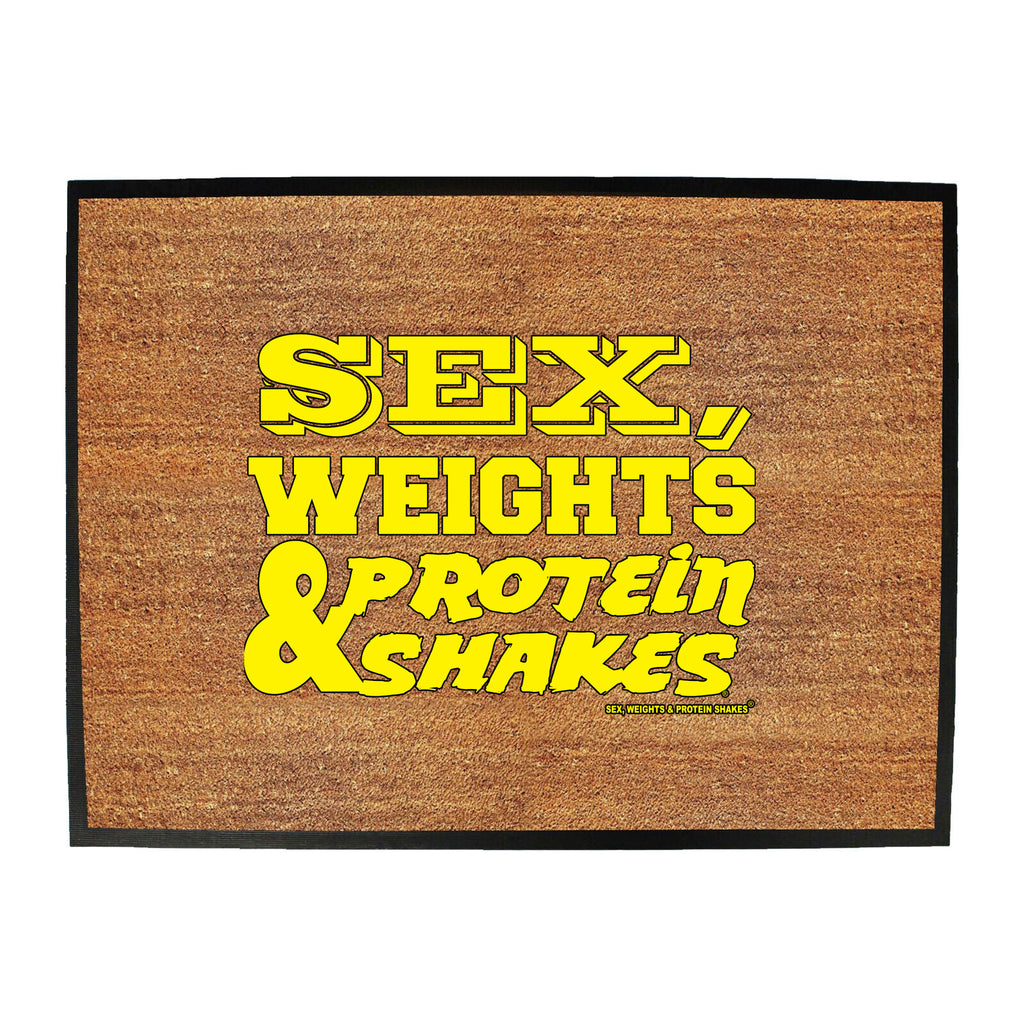 Swps Sex Weights Protein Shakes D1 Yellow - Funny Novelty Doormat