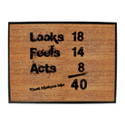 Looks Acts Feels 40 - Funny Novelty Doormat