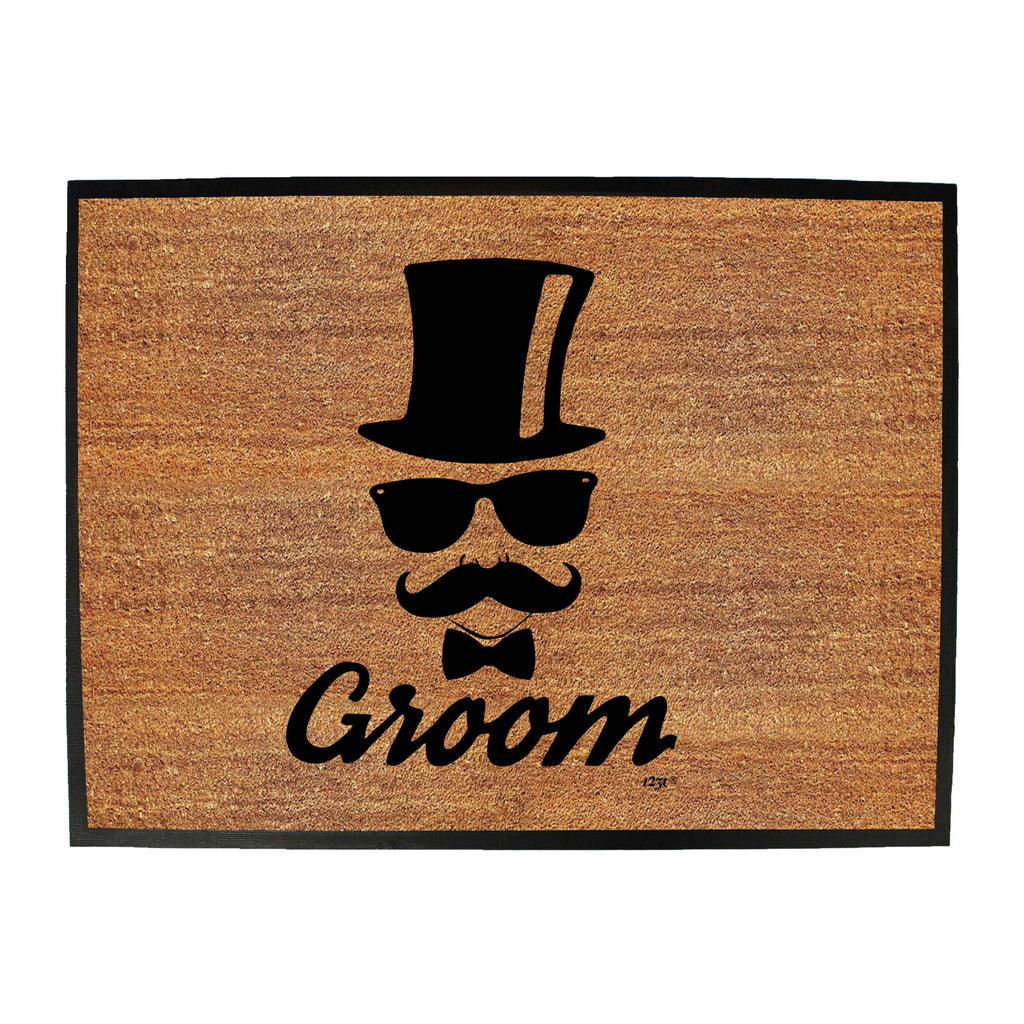 Groom Glasses Moustache Married - Funny Novelty Doormat