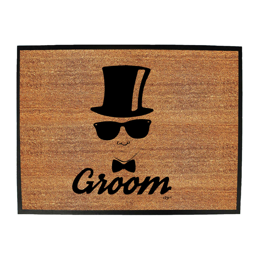Groom Glasses Top Hat Married - Funny Novelty Doormat