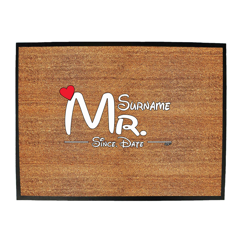 Surname Heart Mr Since - Funny Novelty Doormat