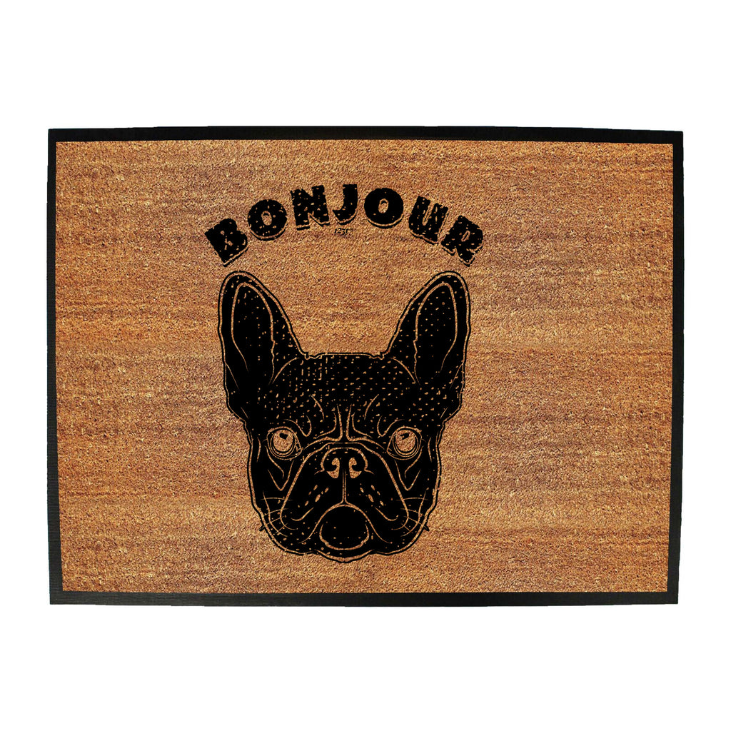 Bonjour Bulldog Face - Funny Novelty Doormat