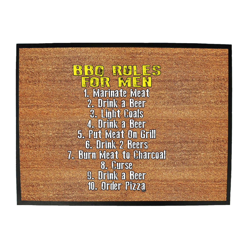 Bbq Barbeque Rules For Men - Funny Novelty Doormat