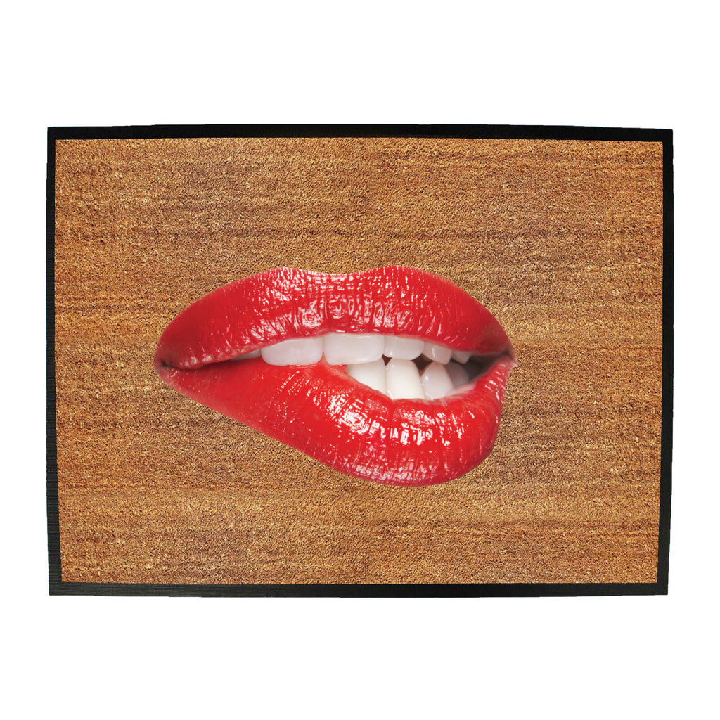 Biting Red Lips - Funny Novelty Doormat