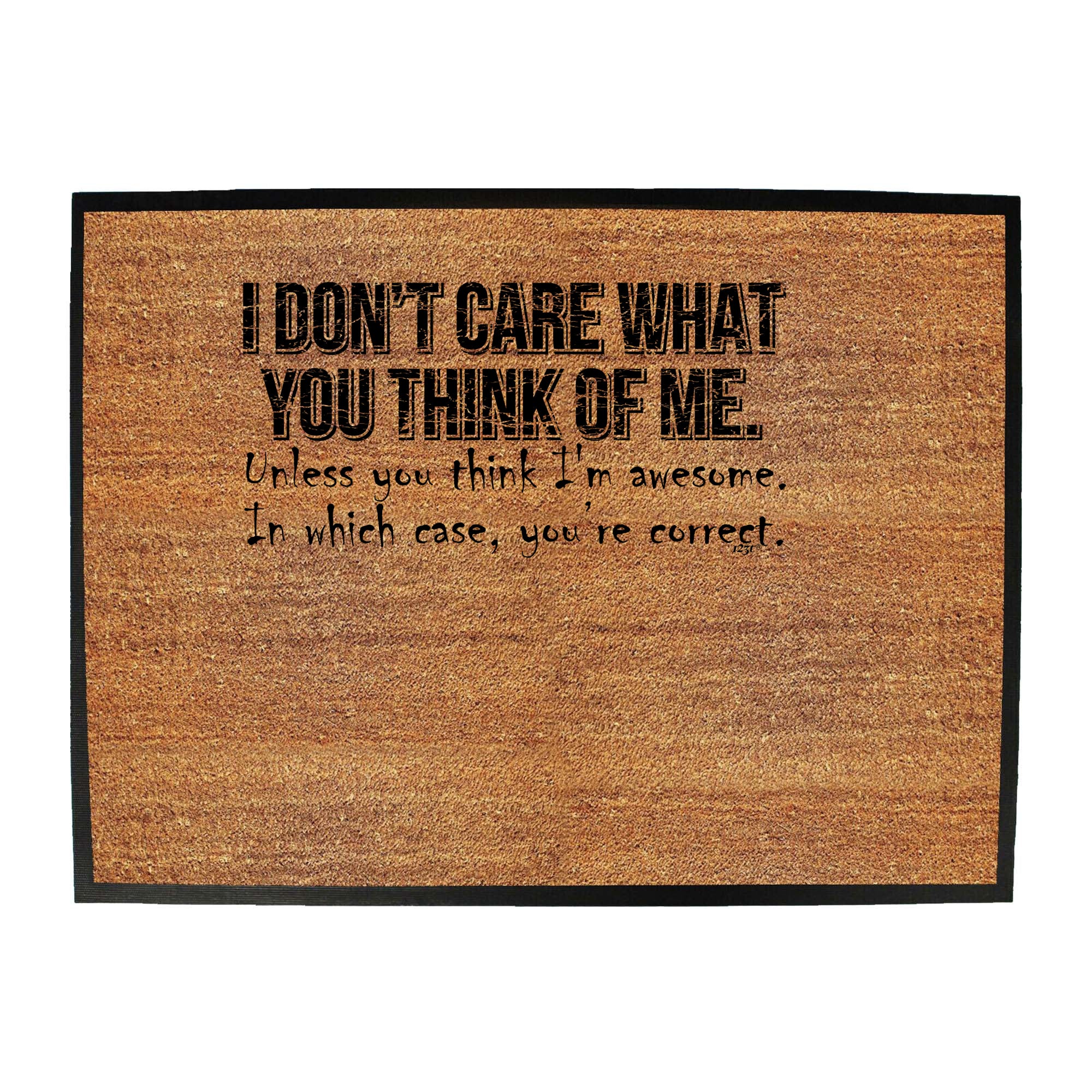 Dont Care What You Think Of Me Unless You Think Im Awesome - Funny Novelty Doormat