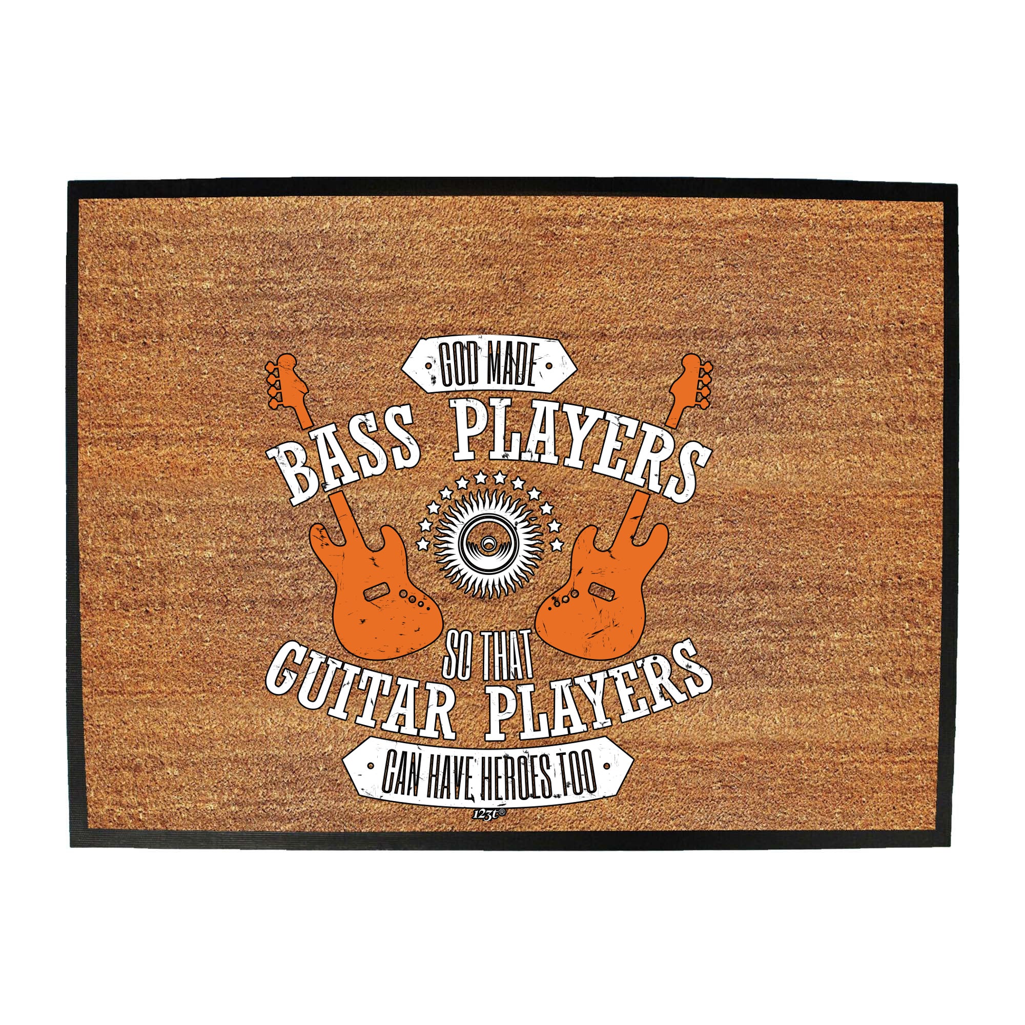 God Made Bass Players Guitar Music - Funny Novelty Doormat