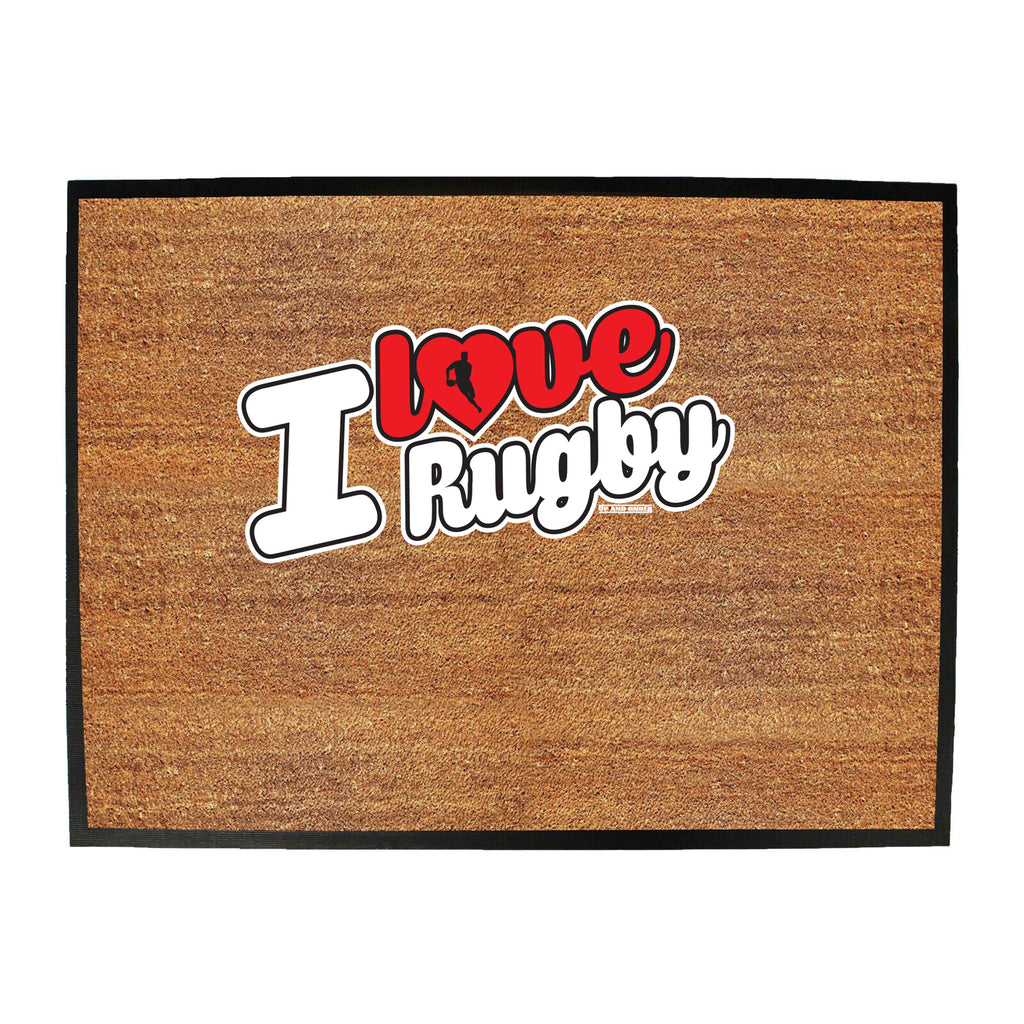 Uau I Love Rugby Stencil - Funny Novelty Doormat