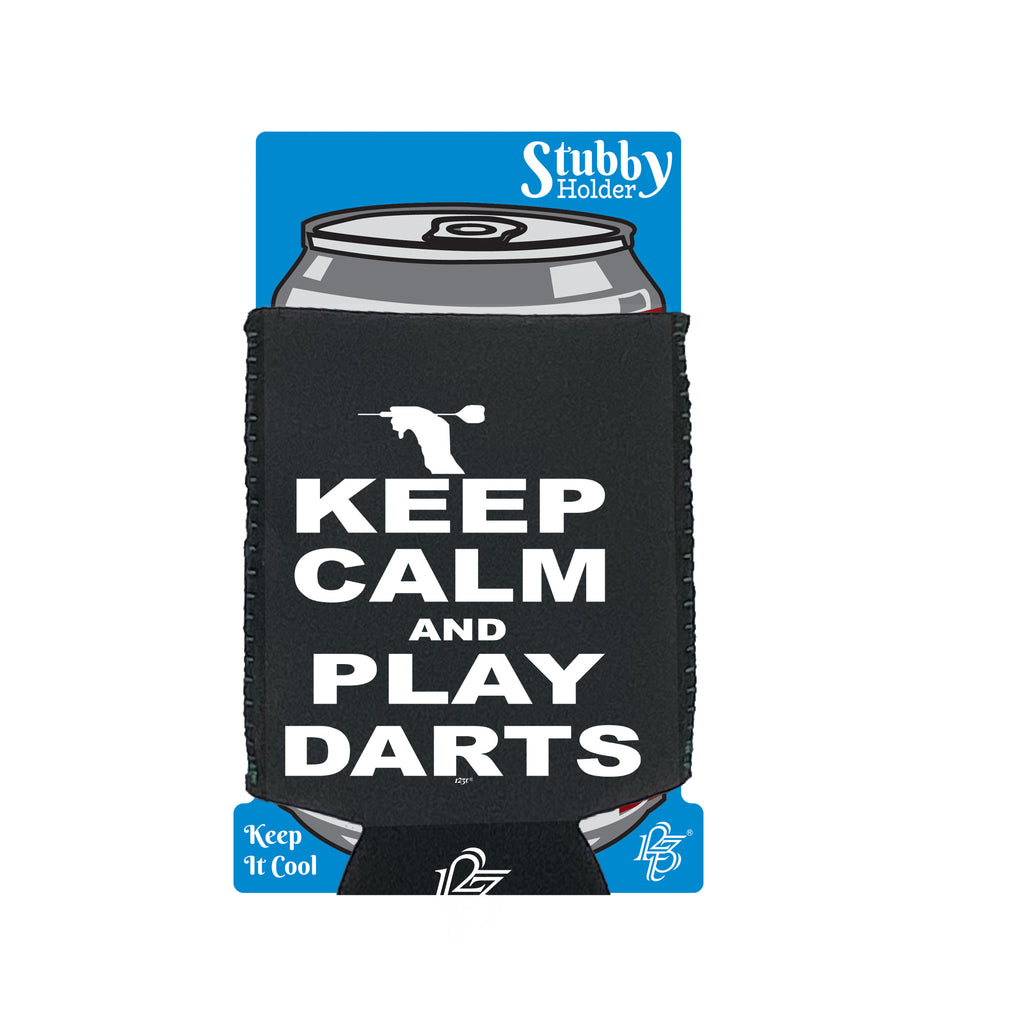 Keep Calm And Play Darts - Funny Stubby Holder With Base