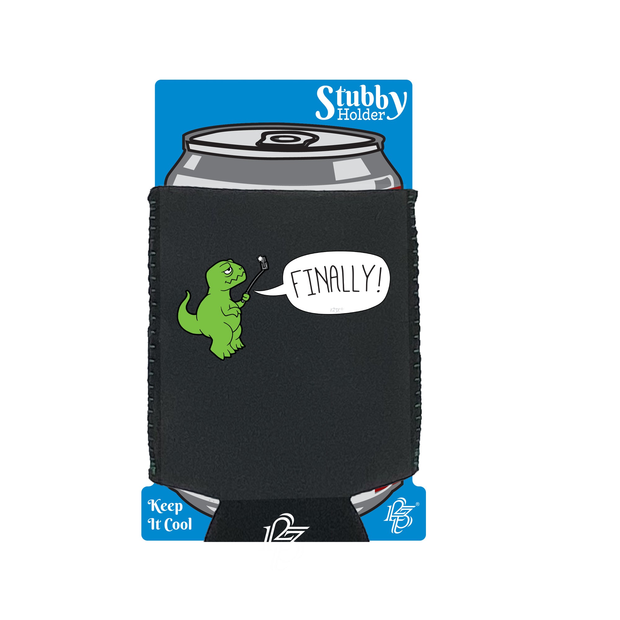 Trex Finally Selfie Dinosaur - Funny Stubby Holder With Base