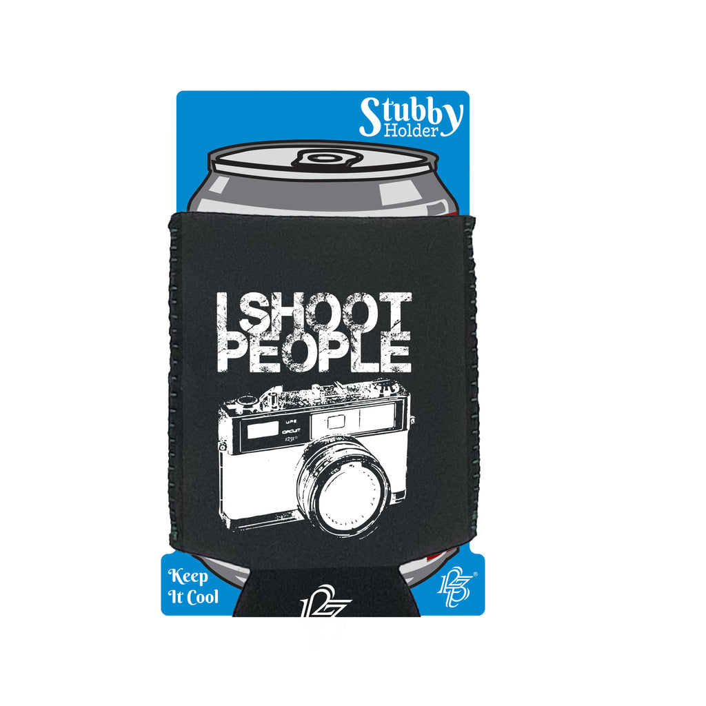 Shoot People White - Funny Stubby Holder With Base